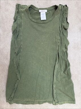 Olive Green Ruffle Sleeve Tank - Women